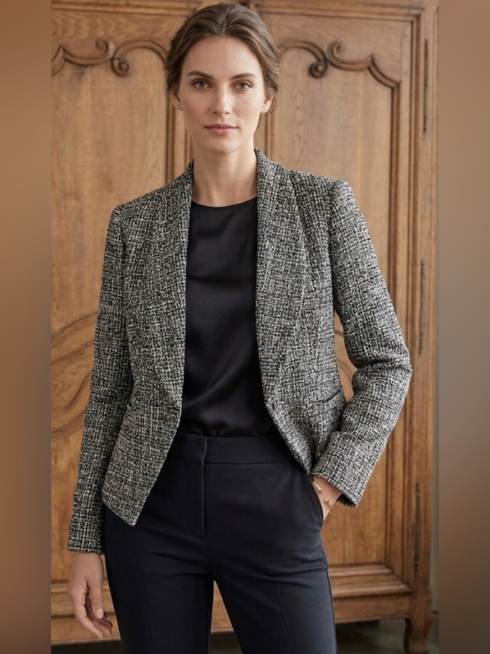 Ann Taylor Factory Cropped Jacket - Chic Grey & Black Blazer
